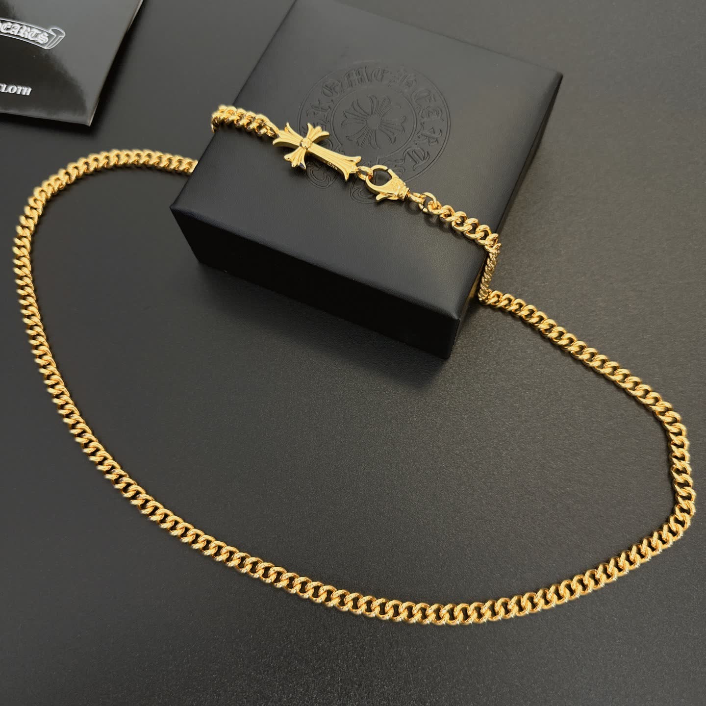 Chrome Hearts Rome Jewelry Gold-Plated Chain with Cross Pendant